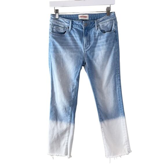 Driftwood‎ Womens 27x25 Candace Cropped Raw Hem Denim Jeans Dip Dye Ombre - Picture 1 of 7